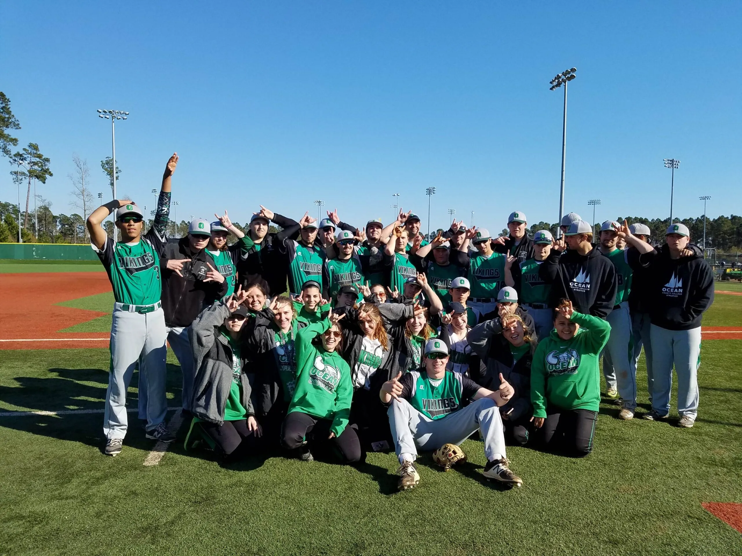 Ocean County College Athletics team celebrating