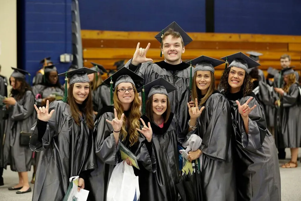 students in cap and gown