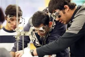 students working on lab