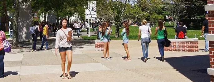 Students walking on campus