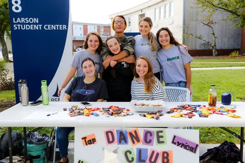 Dance Club students tabling at club fair