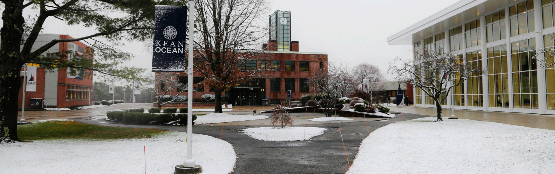 O.C.C. campus mall with snow