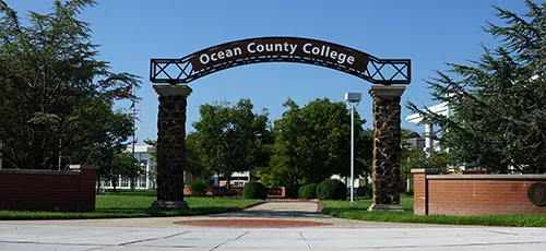 Ocean County College arch entering the Citta Garden on the Campus Mall