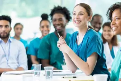 Healthcare students smiling