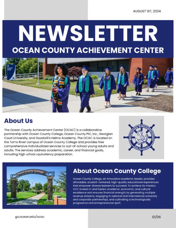 Ocean County Achievement Center Newletter cover