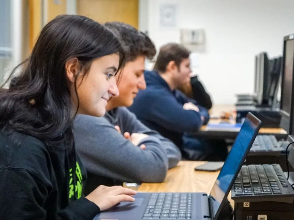 students at computers