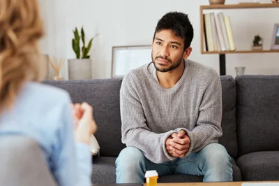 Young man in a therapy session