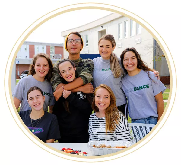 seven students at school table