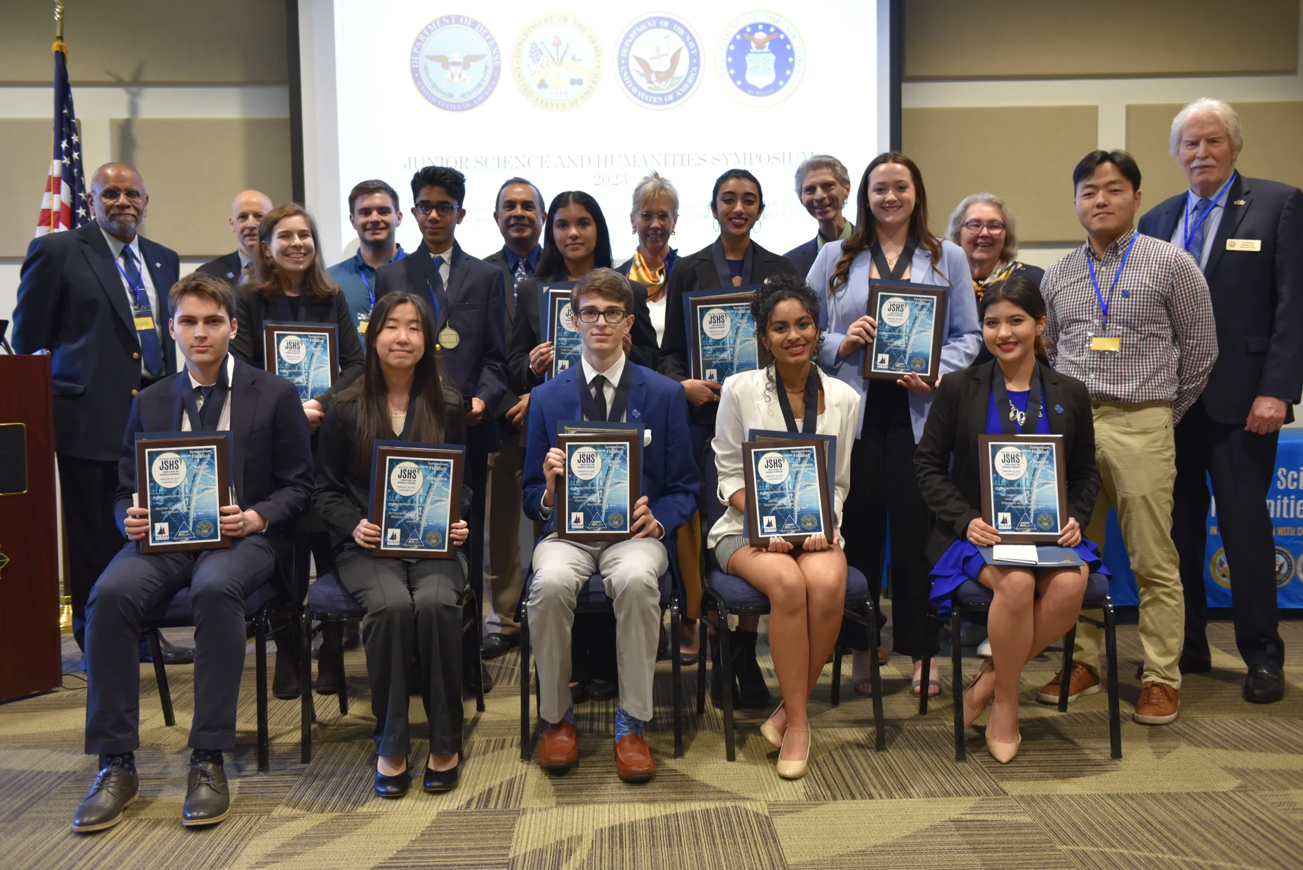 winners of the Jersey Shore Junior Science Symposium with the judges