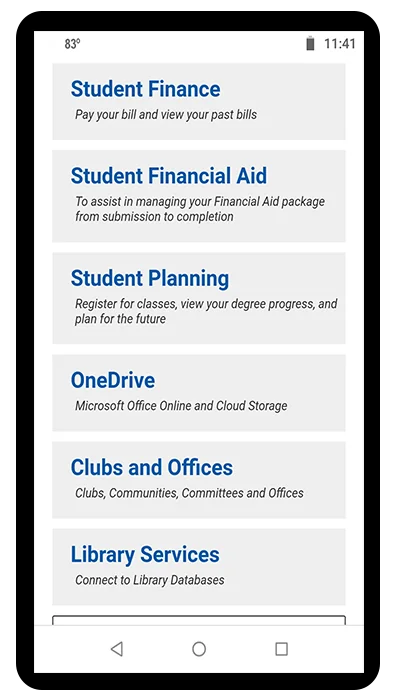 Screen shot of web advisor in OCC app