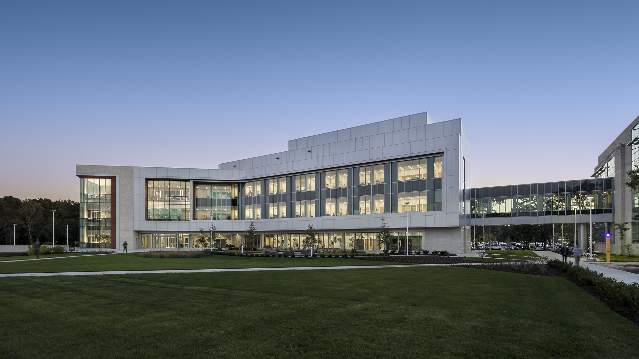 Stockton University Building in the evening